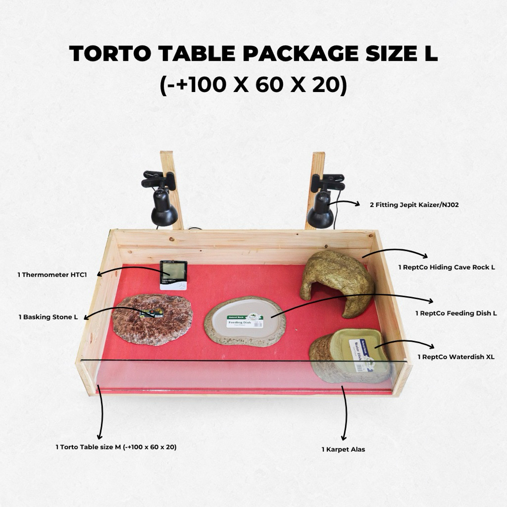 Torto table size L (1 set) / kandang kura kura darat / kandang torto table sulcata aldabra pardalis 
