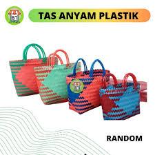 Keranjang Belanja Anyaman Plastik Warna Tas Pasar Kantong Belanja Tas Anyaman Plastik / Keranjang An