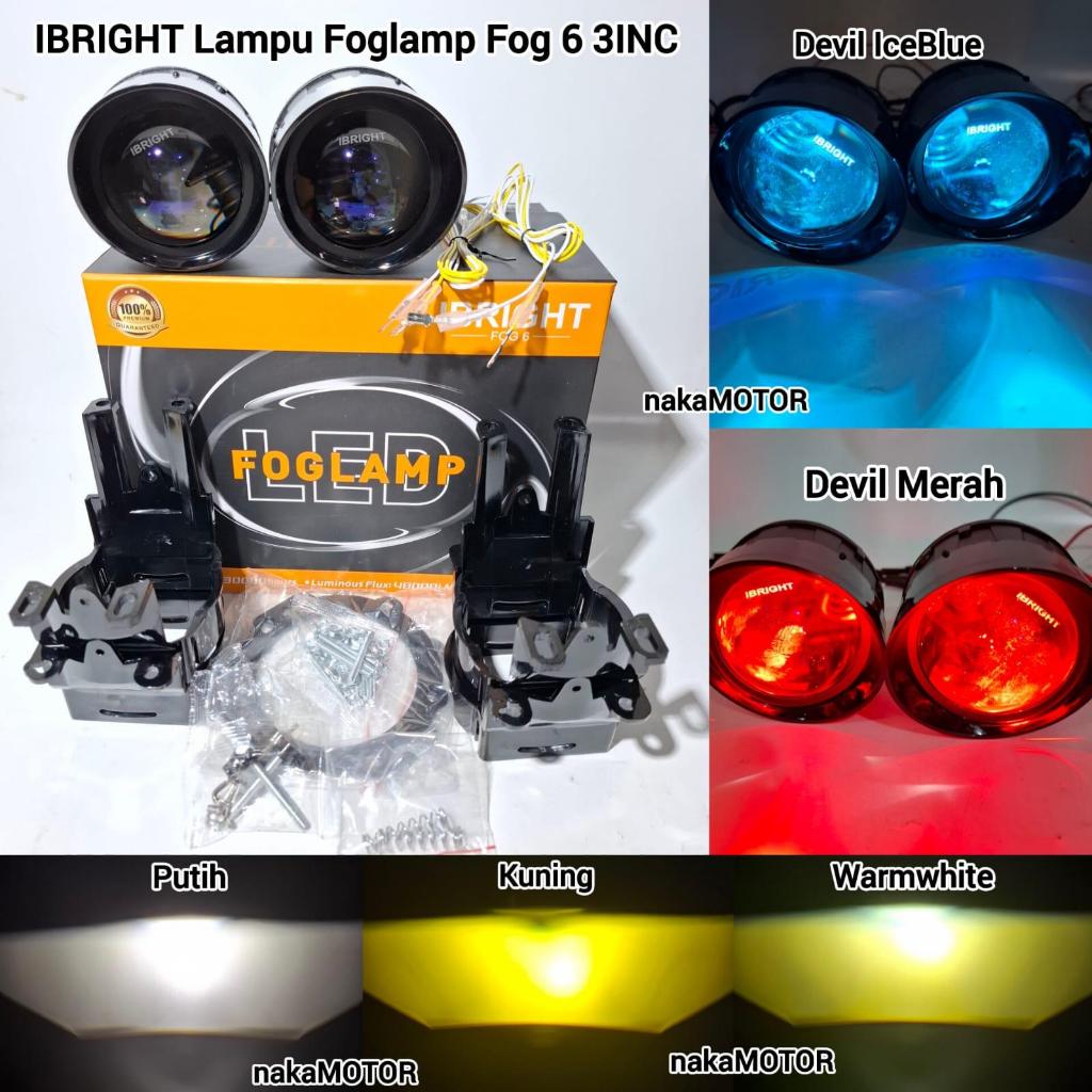 IBRIGHT FOGLAMP FOG 6 Blue Lens 3 Inc All Weather Sepasang Lampu Biled