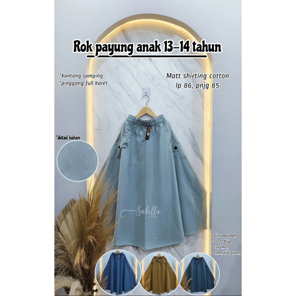 Rok payung dewasa dan 13-14 tahun / Rok Payung Matt Jersey- linen - katun