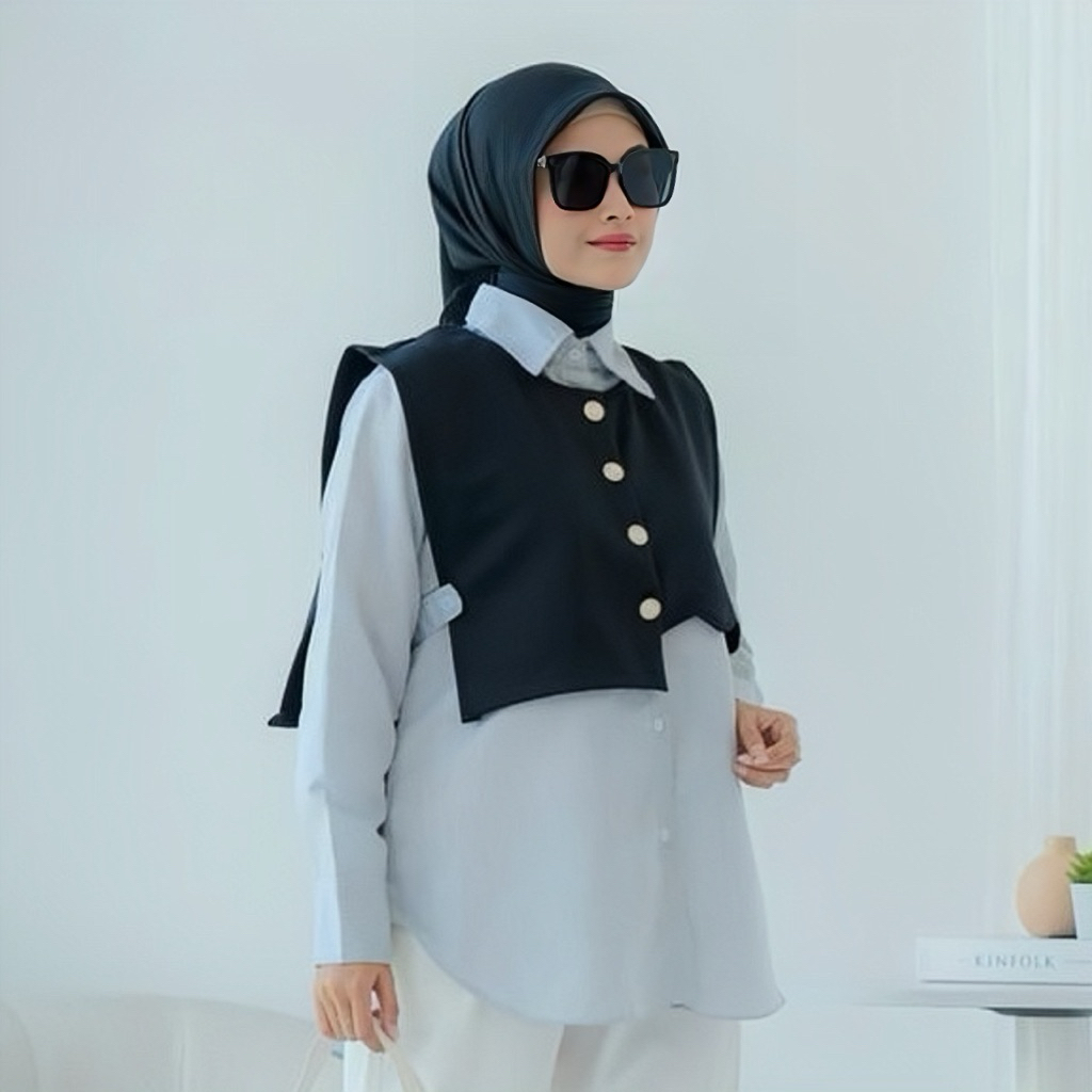 BLOUSE ROMPI ALIKA KATUN JEPANG (COD) / BLOUSE ROMPI LEPAS PASANG WARNA DENIM / Blouse Katun Jepang 