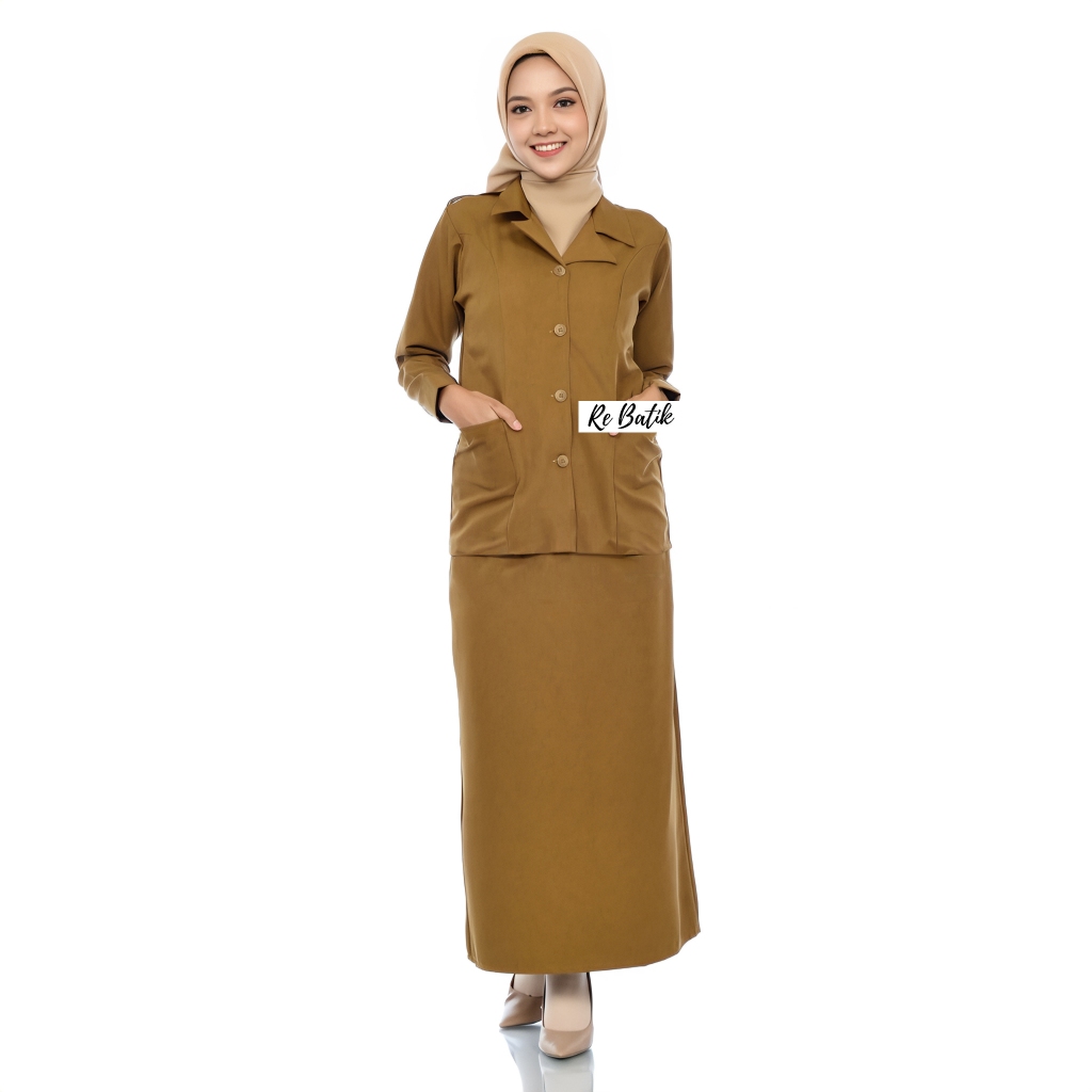 Baju Dinas Wanita Setelan Rok Pns Wanita Elegan Khaki Tua Baju Dinas Pemda Wanita Keki Muda Seragam 