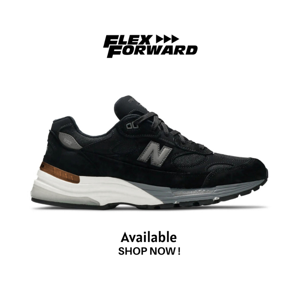FlexForward. - Sepatu NB 992 MiUsa Black Grey Authentic Sneakes