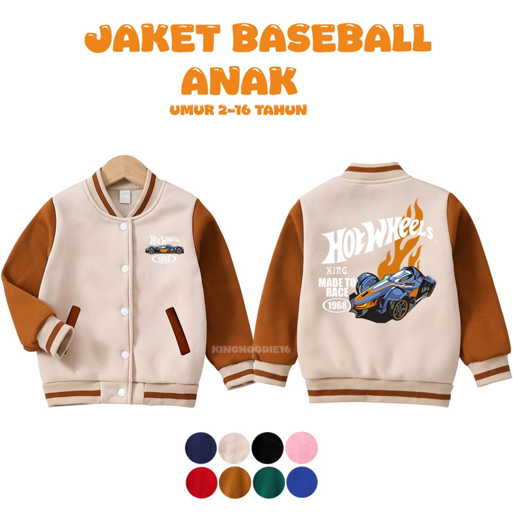 Jaket Anak Hotwheels Laki Laki Perempuan Usia 2 3 4 5 6 7 8 9 10 11 12 13 Tahun Jacket Baseball Vars