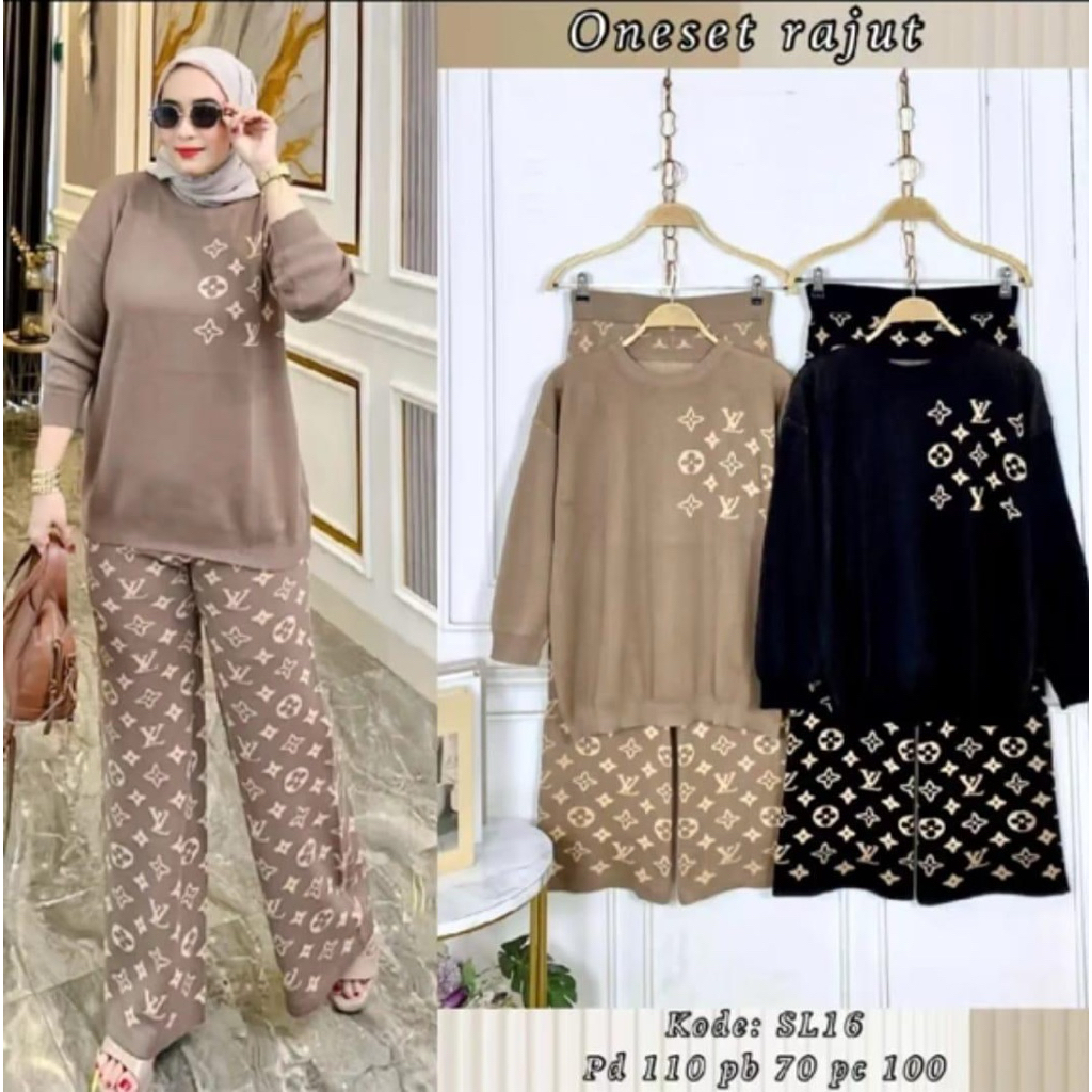 Setcel LV Knit Import terbaru kekinian setelan Knit premium