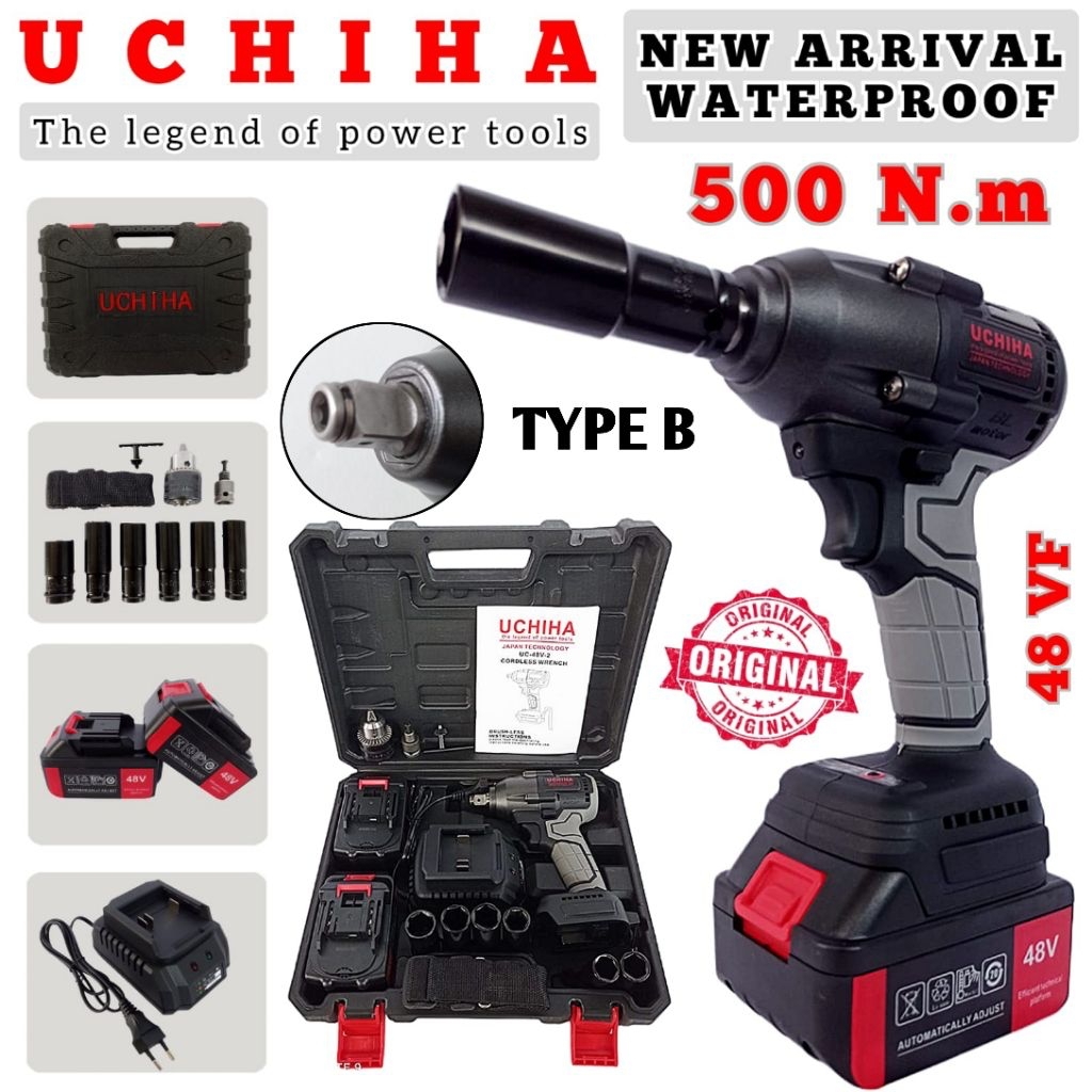 Reaim tools Cordless impact wrench 88V mesin buka tutup baut BAN mobil motor UCHIHA 88 volt impek im