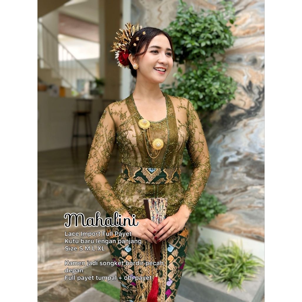 kebaya lace import full payet kutubaru lengan panjang