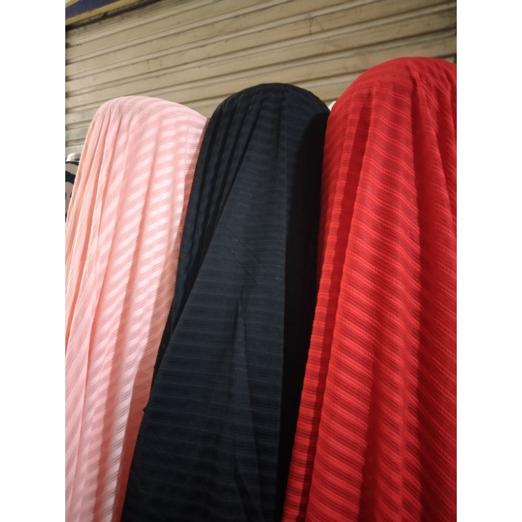 KAIN SPANDEK KOREA KEMEJA PANTAI BALI SALUR GARIS GARIS PREMIUM