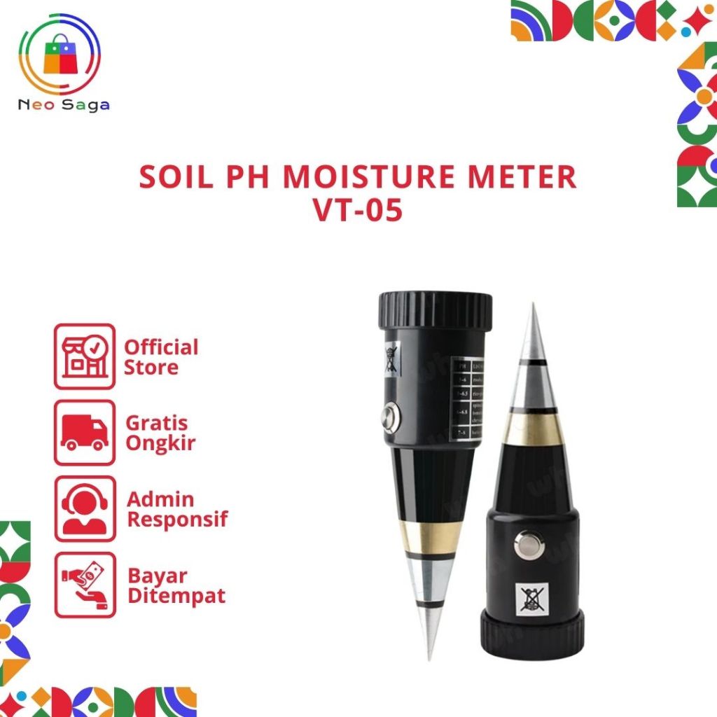 Soil pH Moisture Meter VT-05 VT 05 pH tanah Peluru Pendek VT05 (NEOSAGA)