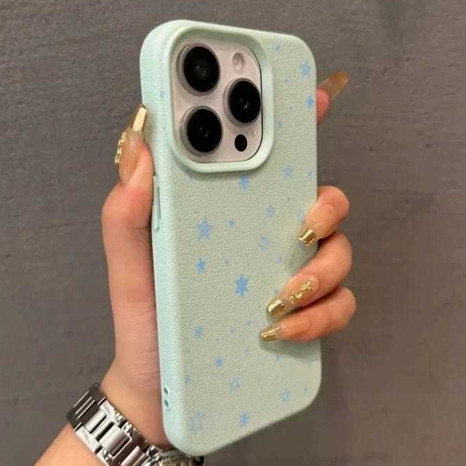 TMALL KULIT BIRU BINTANG UNTUK APPLE 11 . 13 . 13 PRO .14 PRO , SILICON CANTIK ELEGAN