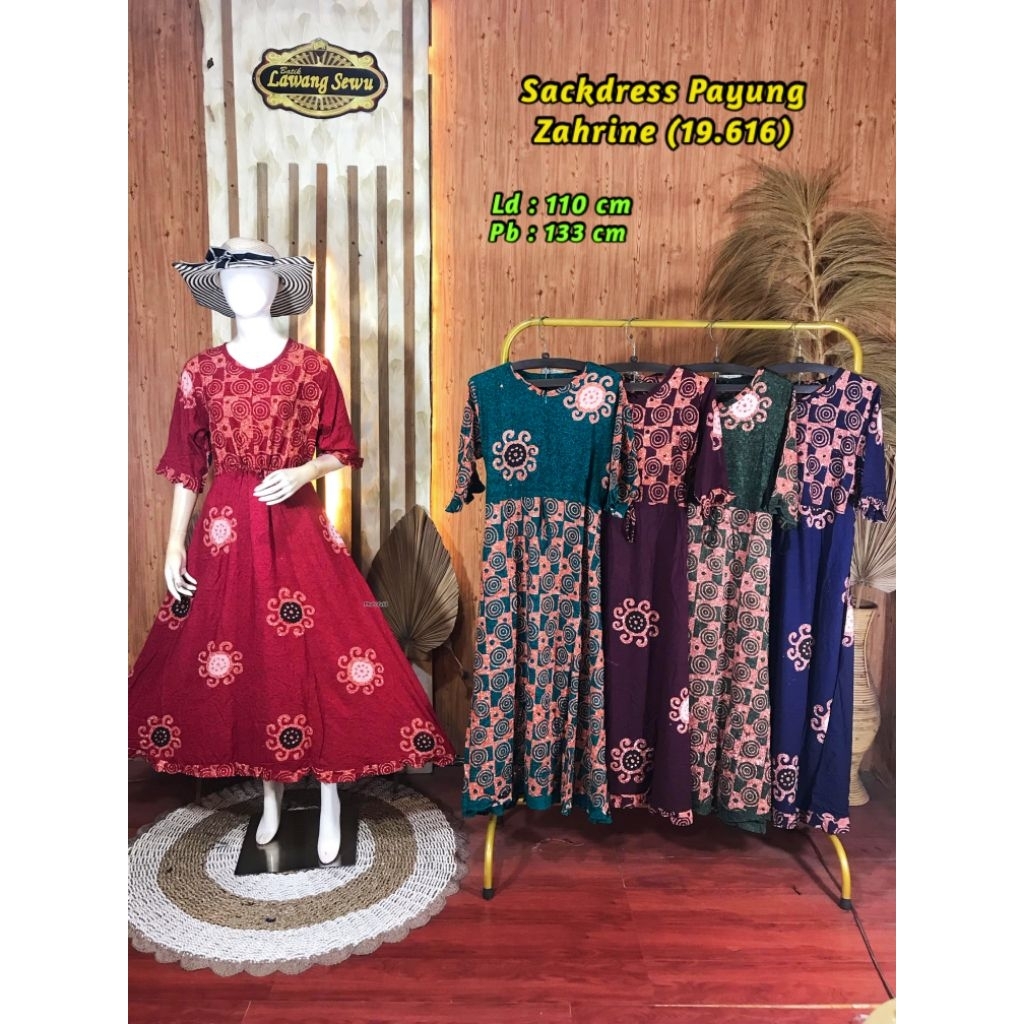 Lawang Sewu Sackdress Payung Batik Santung Katun Dress Premium