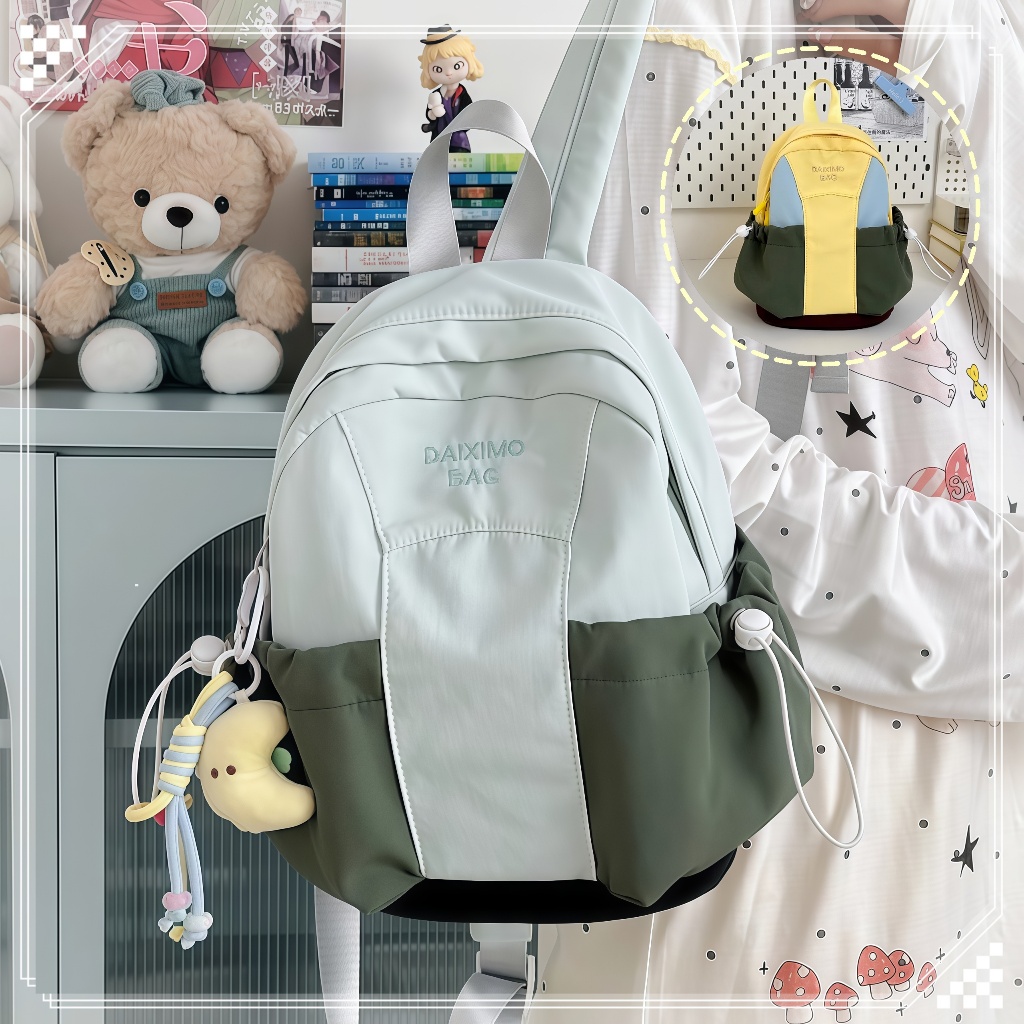 【COD】 Tas Sekolah Warna Kontras Yang Lucu/Tas Sekolah Wanita Lucu Anak Perempuan/Ransel Mini Baru/Ra