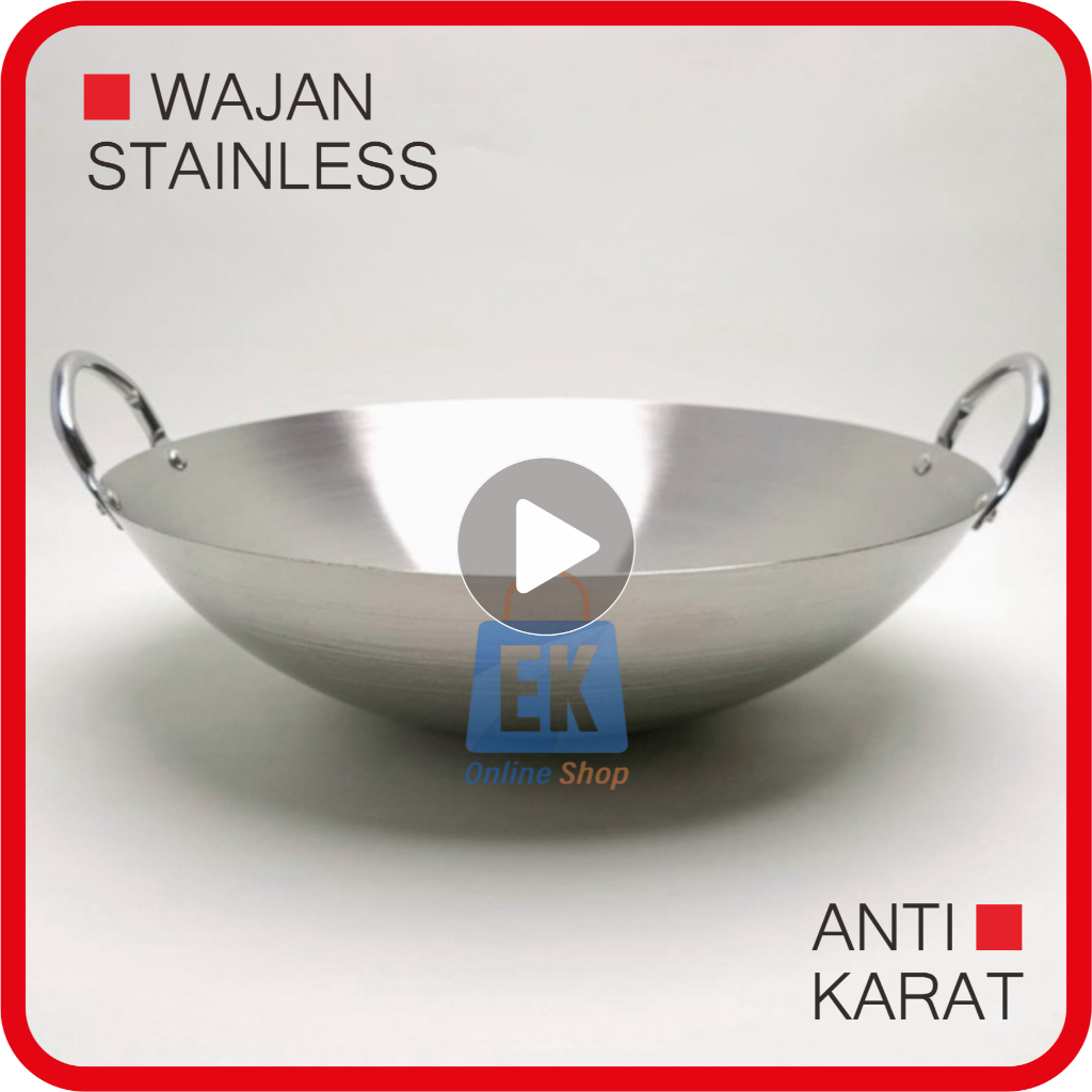 Wajan Stainless Steel 28cm | Kuali Stainless Steel 28cm | Wajan Penggorengan |  Kuali Penggorengan