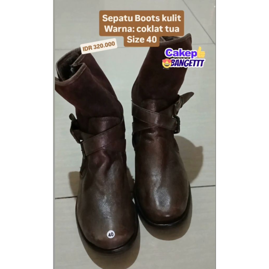 Preloved Sepatu Boots Kulit Pria/Wanita