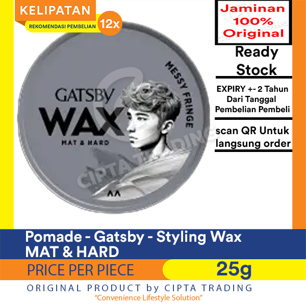 Minyak rambut pomade gatsby styling wax Mat & Hard kecil 25g