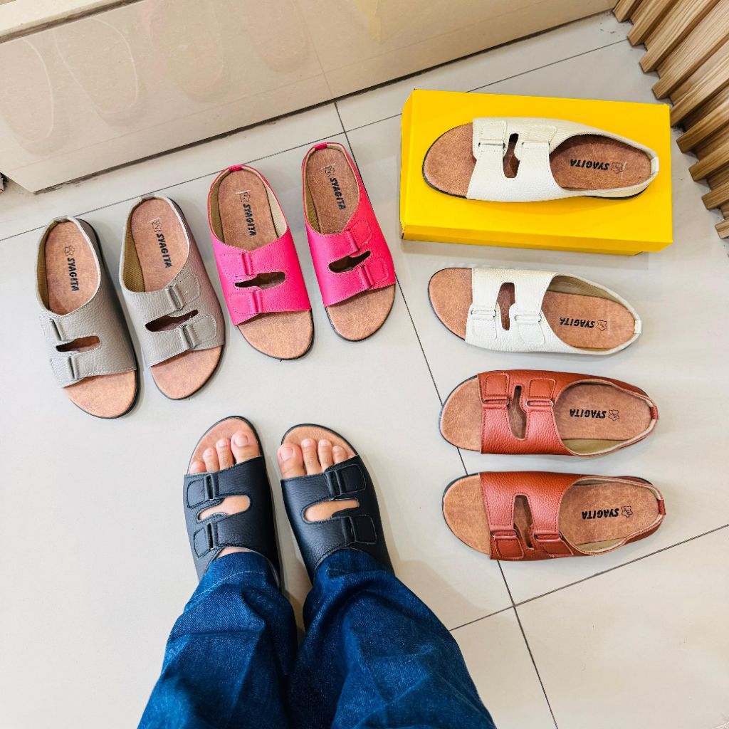 Sandal Kulit asli wanita Sandal teplek papirut