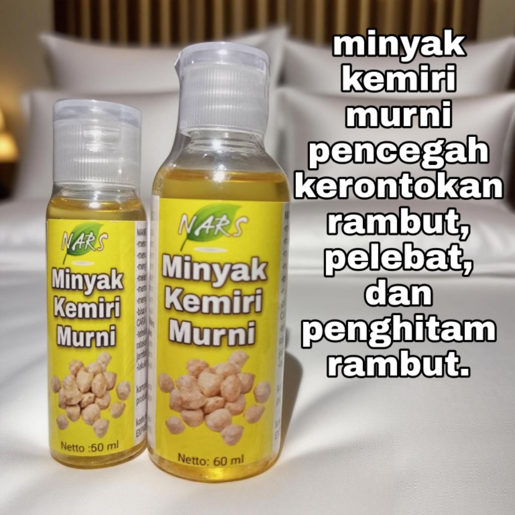 minyak kemiri murni pencegah kerontokan rambut, pelebat rambut, penumbuh rambut,dan penghitam rambut