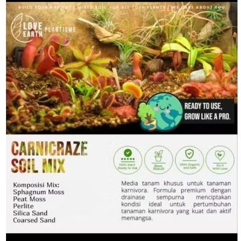 Mixed Soil – Vornika Carnicraze Media Tanam pH Asam Khusus Tanaman Karnivora VFT Nepenthes Drosera P