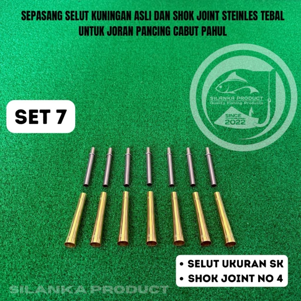 Sepasang Selut Kuningan Asli dan Shok Joint Steinles Tebal Untuk Joran Timbang/Cabut pahul