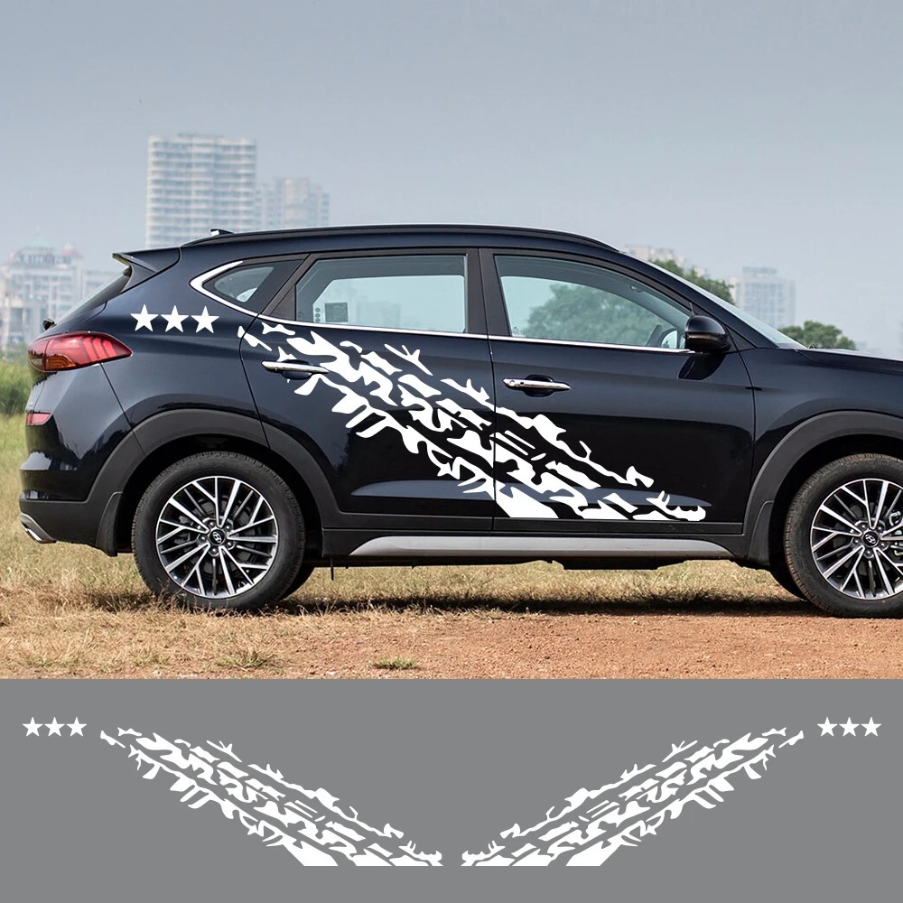 Stiker Pintu Mobil untuk Hyundai Tucson 2017-2023 Modifikasi Bodi Bintang Grafis Film Vinyl Decals A