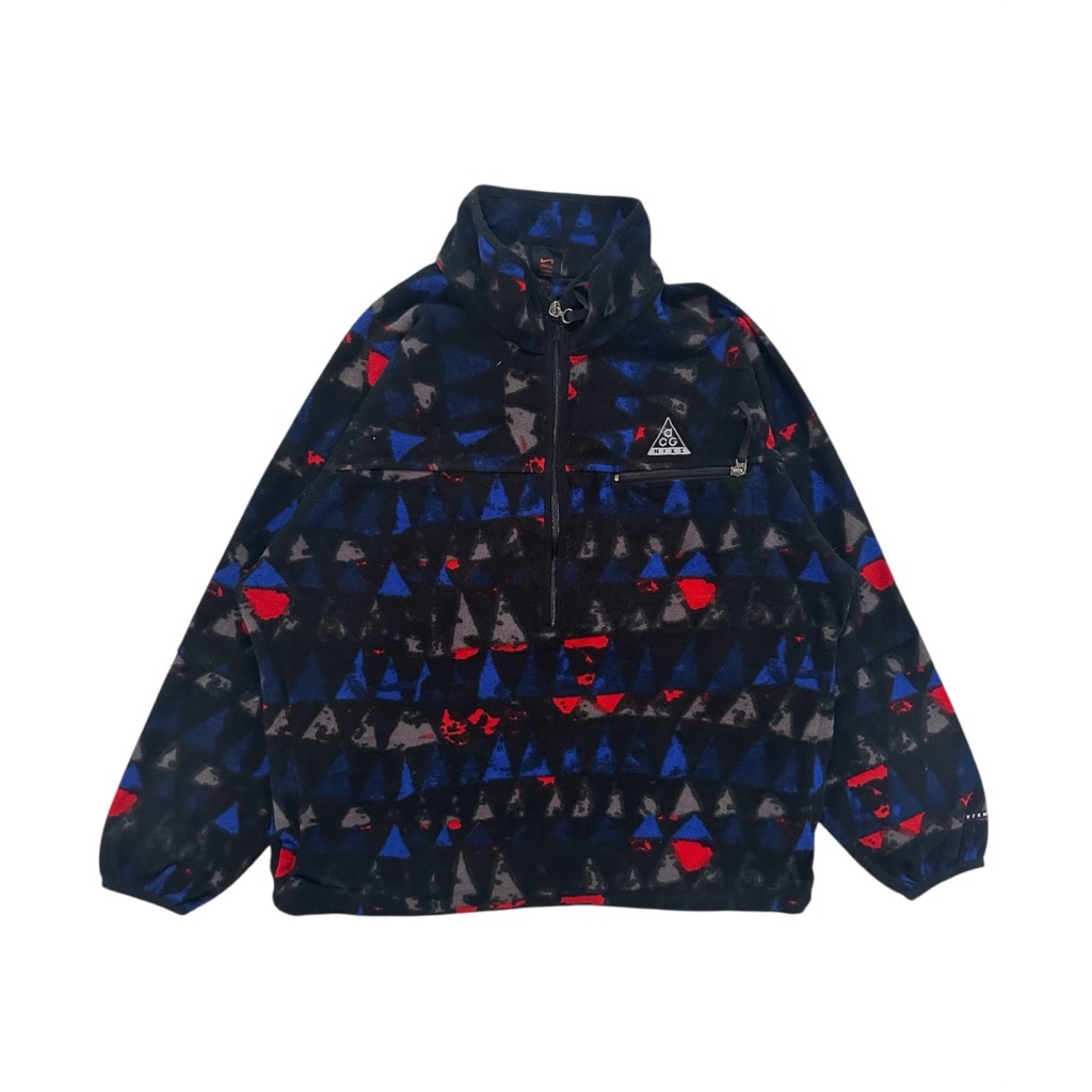 Vintage NIKE ACG Sherpa Fleece Half Zip AOP Geometric Print Y2K Jacket