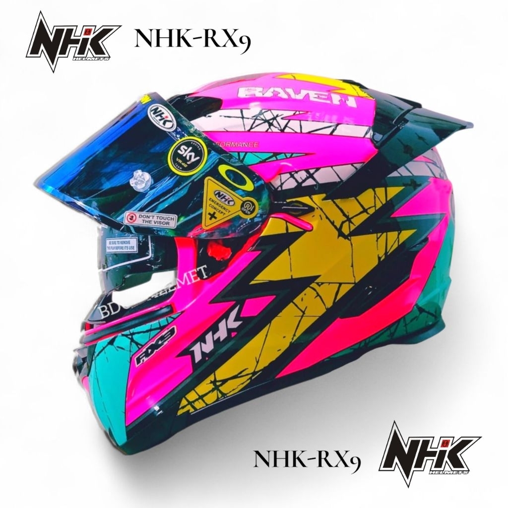 Helm full face NHK RX9 Raven pink paket ganteng Original NHK