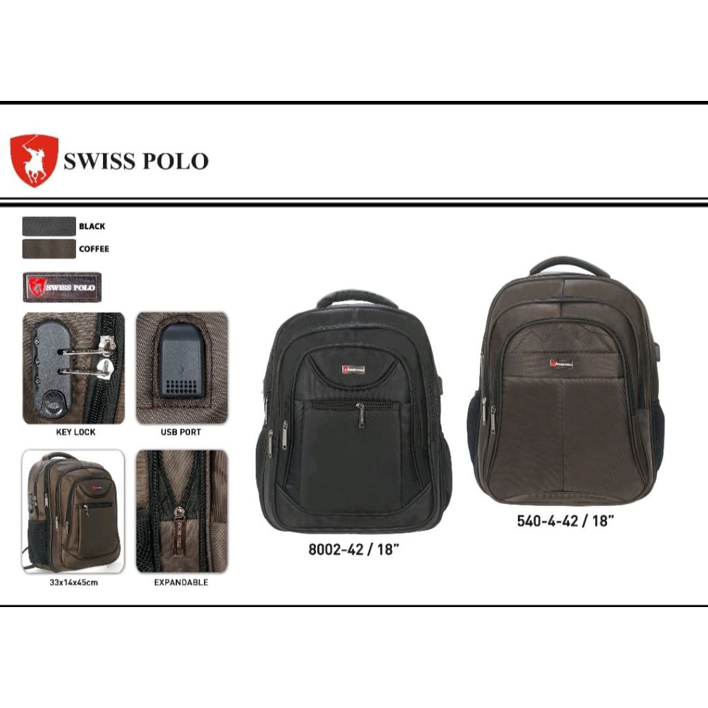 Tas Ransel BackPack Swiss Polo 18" dan 20"