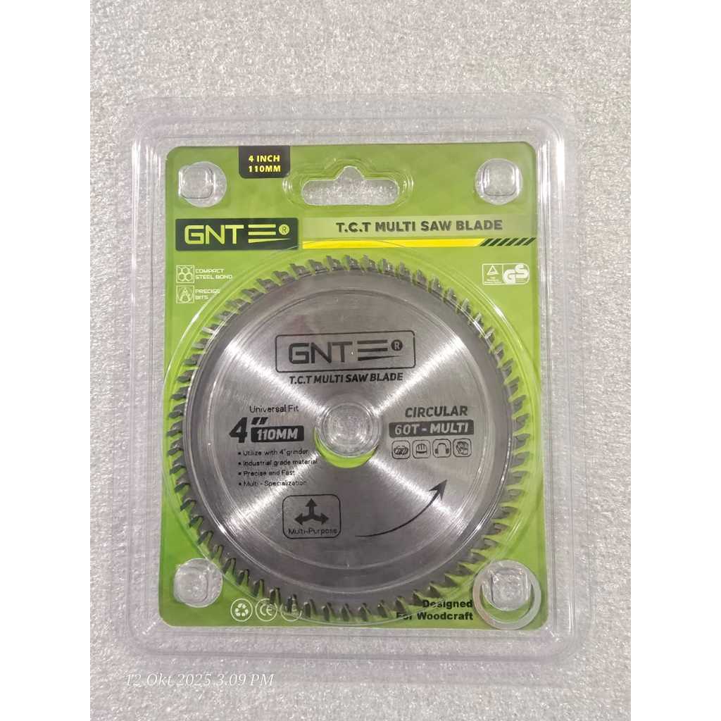 4"X60T  GNT TCT MULTI CUTTER SAW BLADE 4" X 60T / MATA POTONG KAYU GNT 4" X 60T / CIRCULAR SAW BLADE