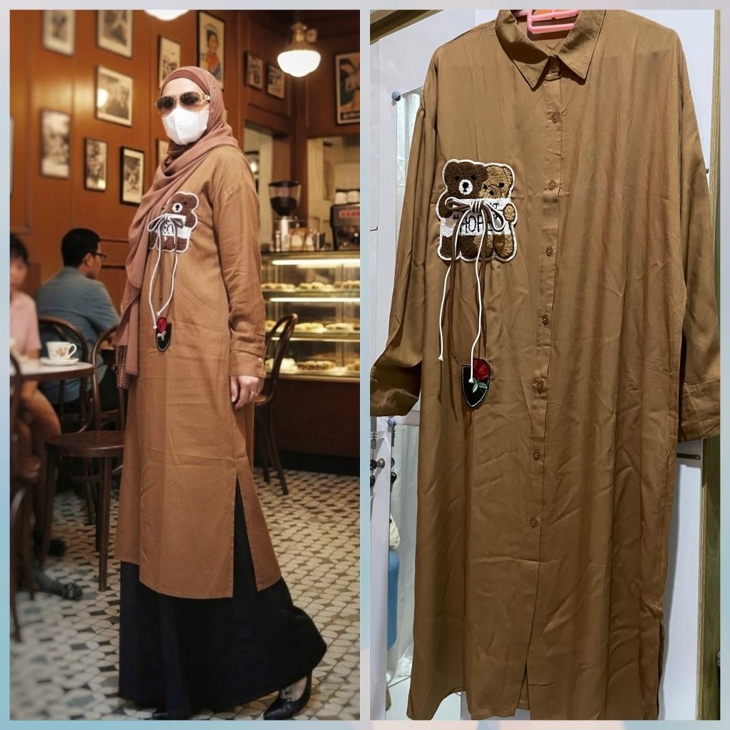 NEW atasan tunik longgar  saku bear