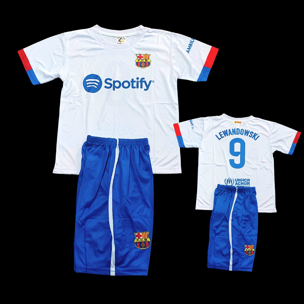 SETELAN ANAK JERSEY BARCELONA TERBARU/JERSEY OLAH RAGA ANAK BOLA BARCELONA PRINTING USIA 5-7THN