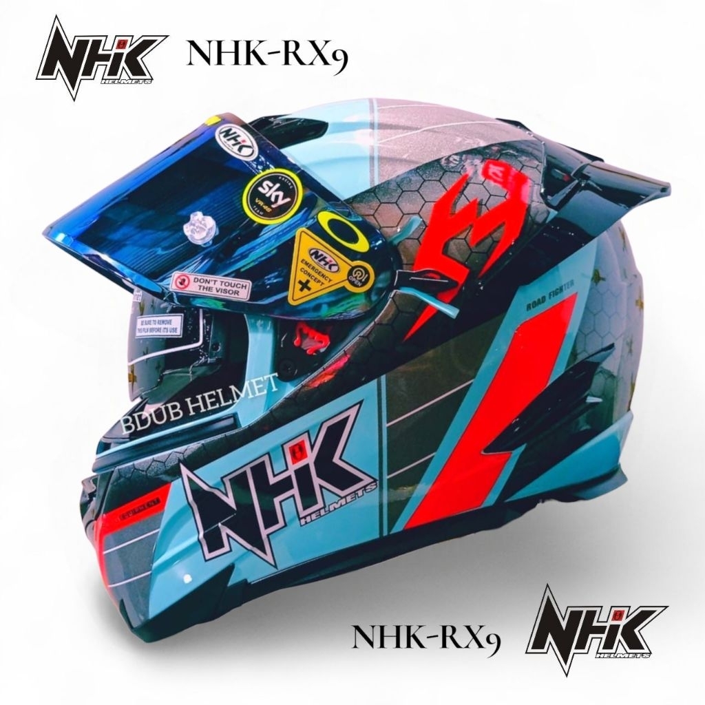 Helm full face NHK Rx9 Navy blue paket ganteng Original NHK