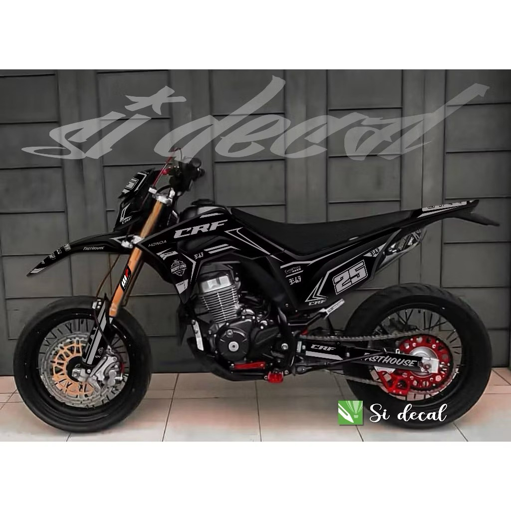 decal silver abu hitam stiker crf 150L full body desain custom free request  bagus keren terjangkau