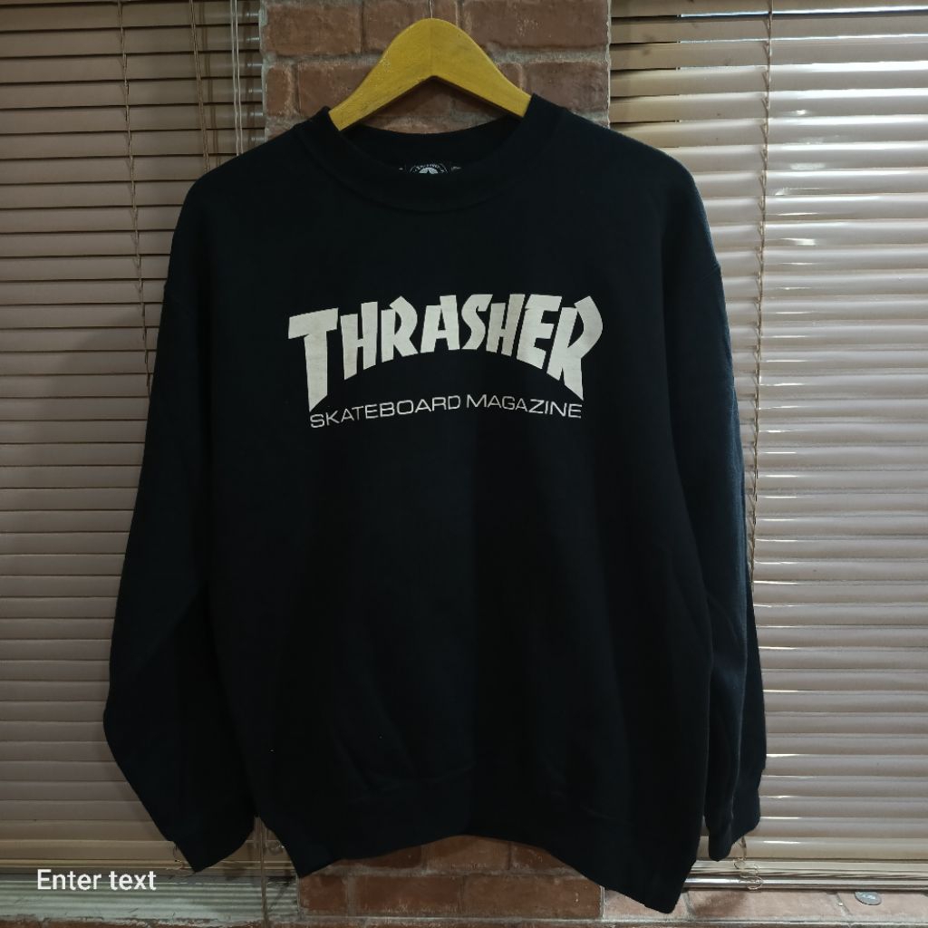 CN Crewneck Thrasher Magazine Skateboard Black Size M
