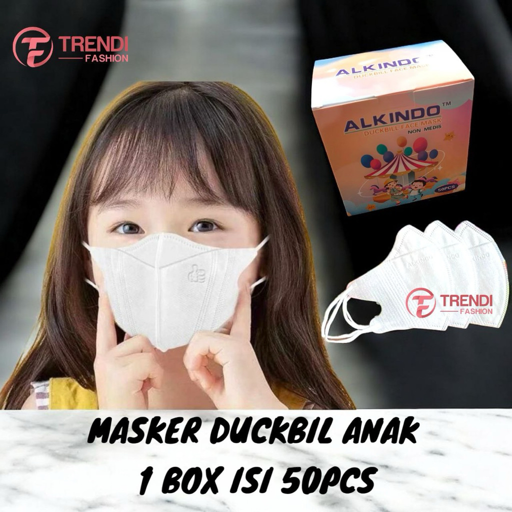 Masker Duckbill Anak Alkindo 4ply Masker Duckbill Anak 1Box Isi 50pcs