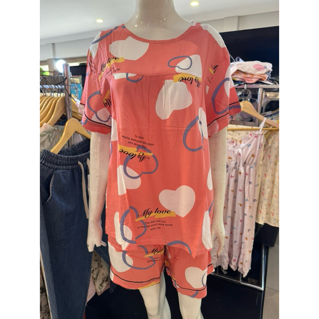 setelan rayon lengan pendek celana pendek