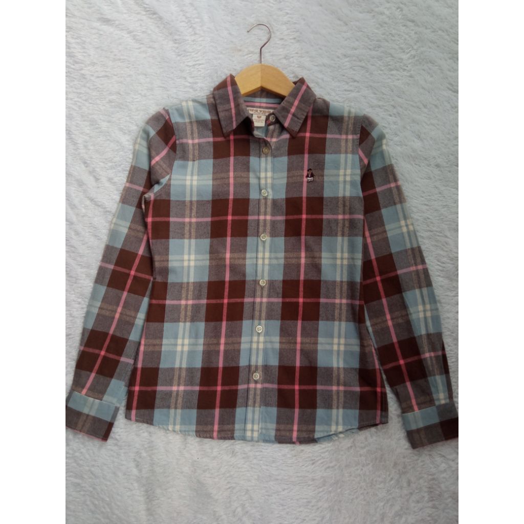 Kemeja Teenie Weenie Kotak Coklat Mahogany Biru Muda Soft Sky Blue Putih Dusty Pink