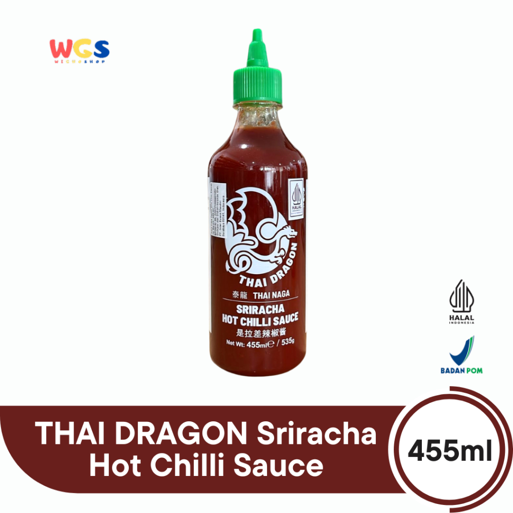 THAI DRAGON Sriracha Hot Chilli Sauce 455ml | Saus Cabai Thailand Pedas Gurih Halal Premium