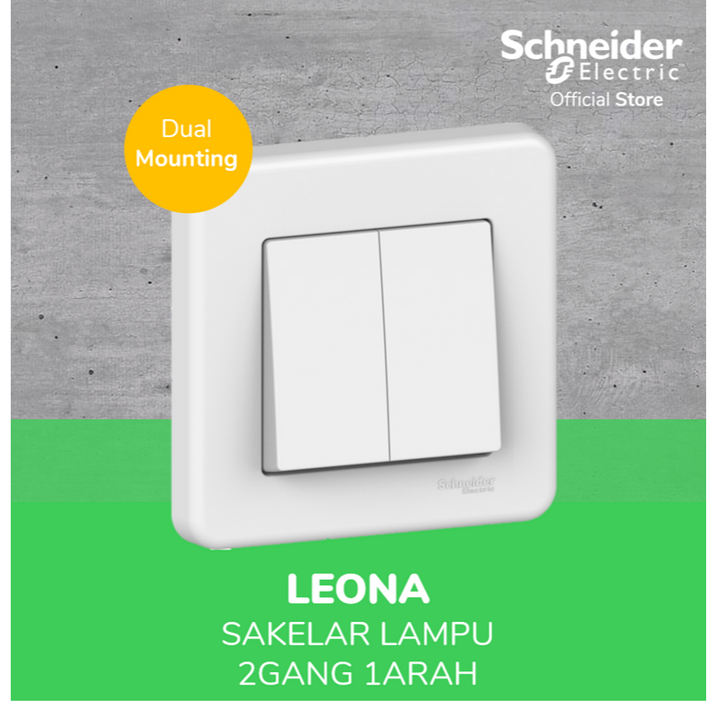 Schneider Electric Saklar Lampu 2 Tombol Leona