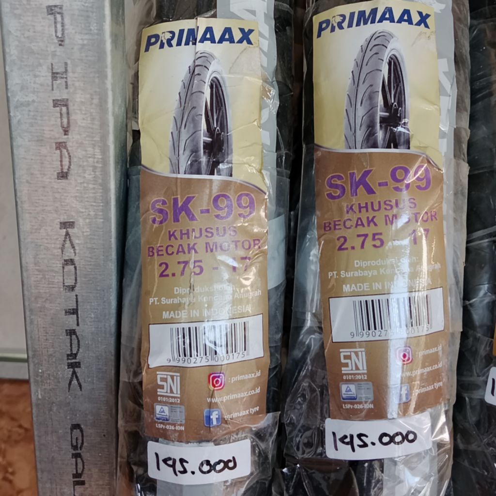 primax sk99 2.75 ring 17 ban luar motor bebek belakang sni bungkus an. jenis ban tube type
