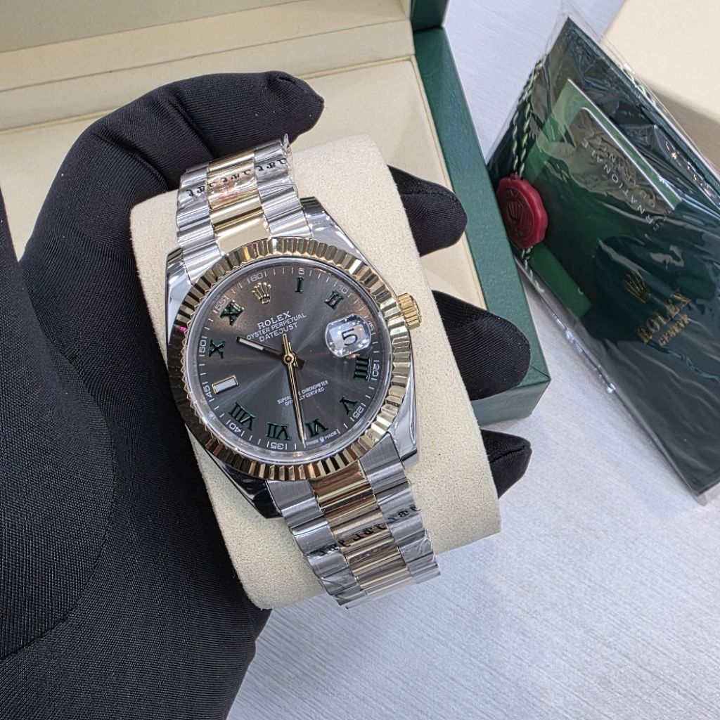 Rolex Datejust 41mm – Two Tone Grey Dial Roman Green (Oyster Perpetual)