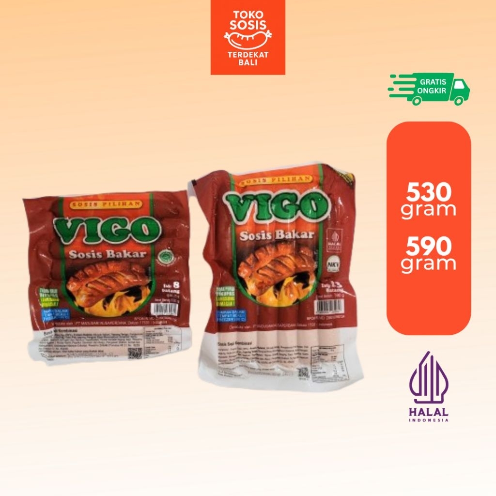 Vigo Sosis Bakar Sapi Jumbo Mini 530 gram dan 590 gram