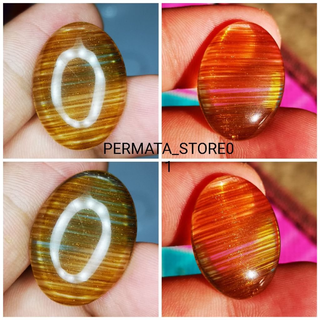 Batu akik natural cendana serat rambut emas top quality