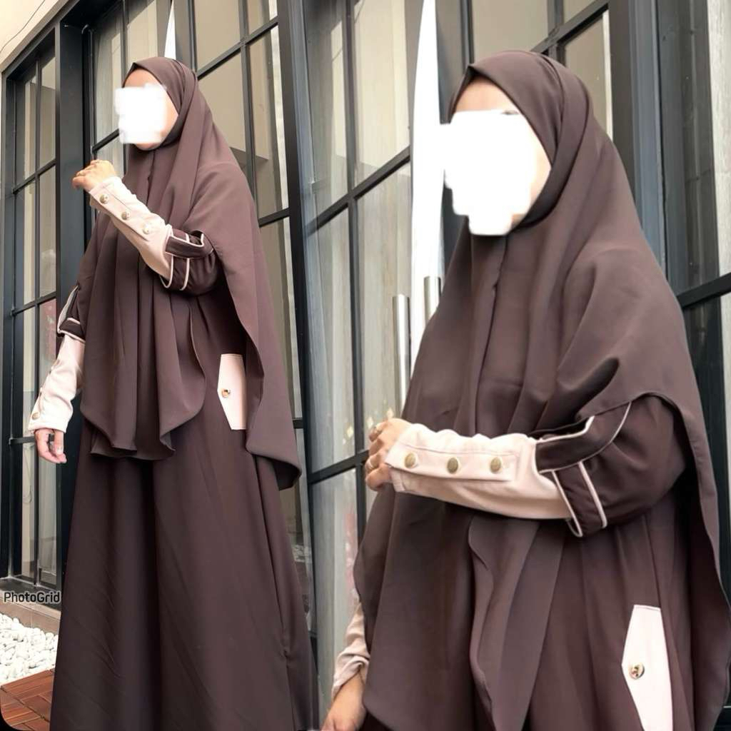 Lutfiani Butik New Abaya Set French Khimar Gamis Syar'i Turkey Arab Umroh Haji Sabrina anti UV