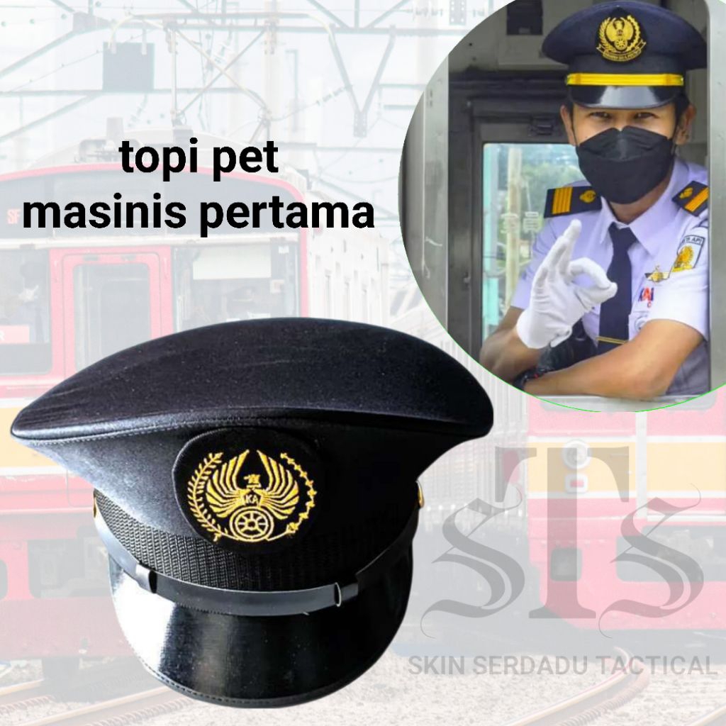 Topi Pet Karyawan KAI Kereta Api Masinis Pertama KRL