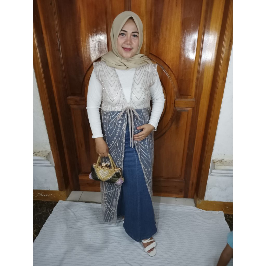 cardigan brukat payet premium auter brokat mewah vest brukat payet mewah