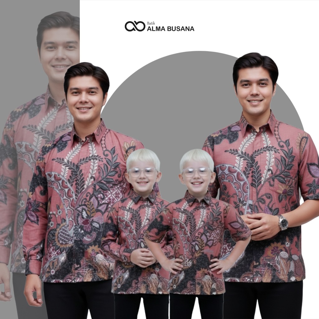 Kemeja Batik Anak Laki-Laki dan Kemeja Batik Pria Lengan Panjang Couple Batik Ayah dan Anak Cowok Wa