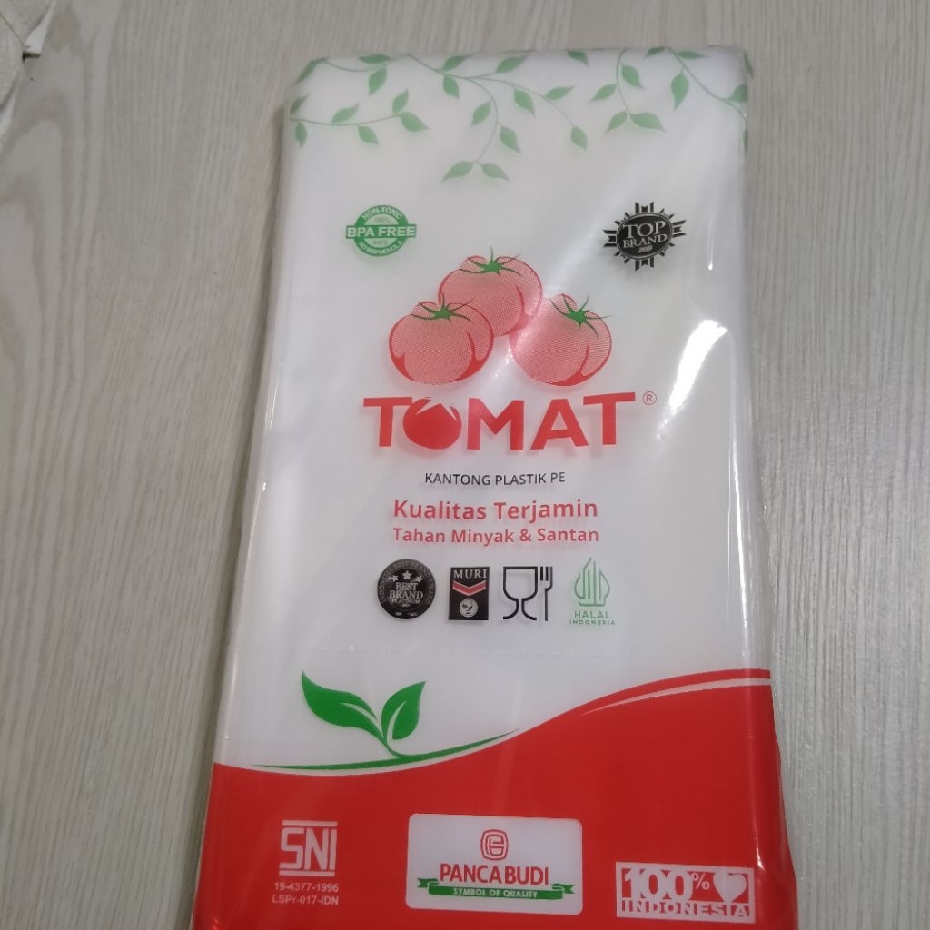 Plastik PE merk tomat ukuran 15x30/ plastik PE