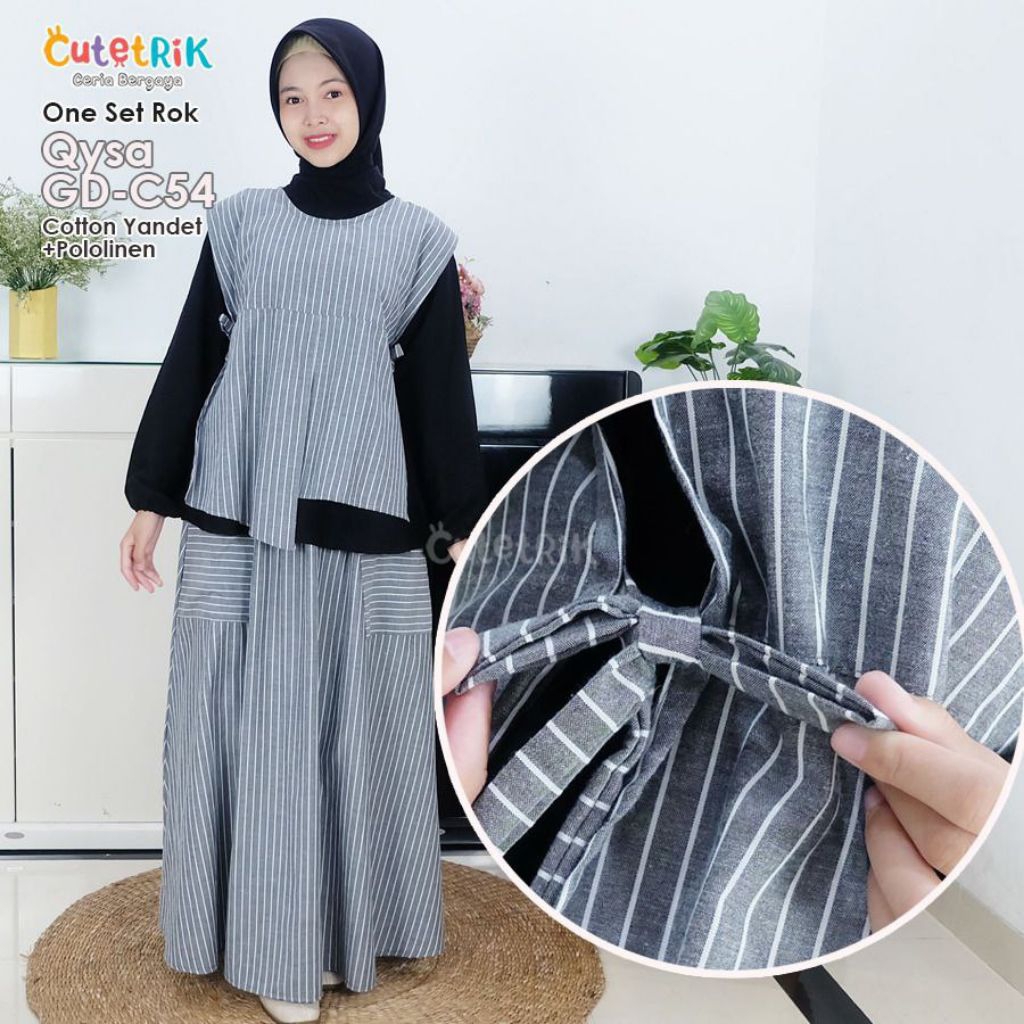 Cutetrik Set Rok Anak Remaja Setelan Rok Katun Baju Muslim Anak