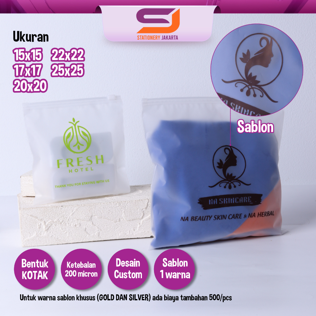 Zipper Bag Custom Desain Sablon Transparan Doff kotak Organizer Plastik Penyimpanan Ziplock