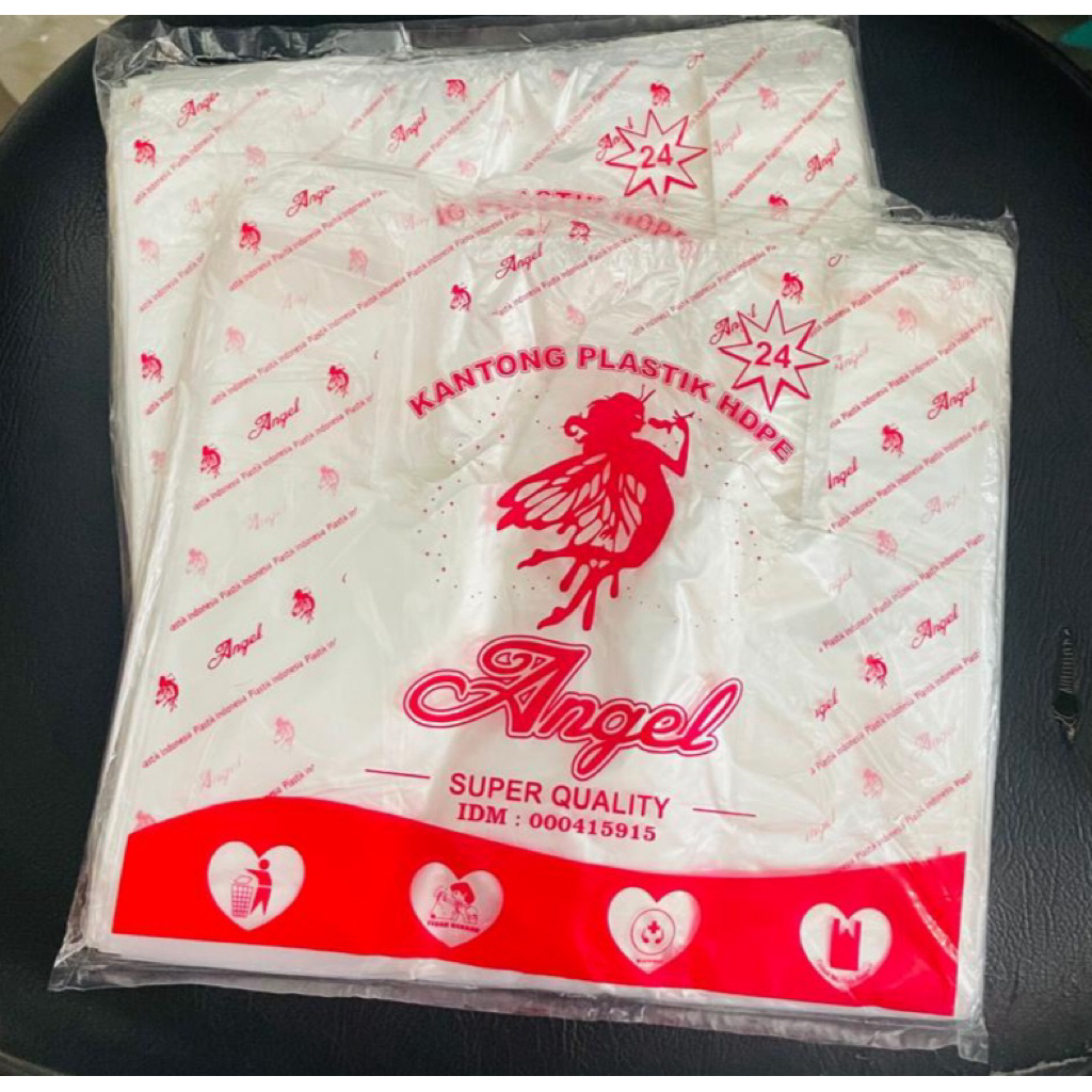 400gr Kantong Plastik Bening 15 dan 24 Merk Angel/Kresek Putih Kecil Tanggung isi Banyak/Plastik Jin